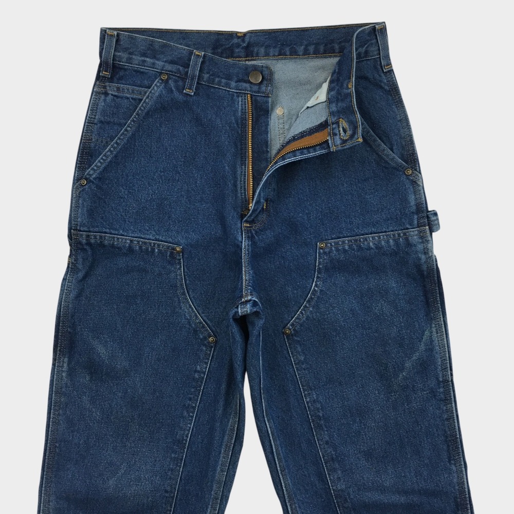 VINTAGE Y2K Carhartt Mens Loose Original Fit Double Knee Jeans Blue Denim 30x34